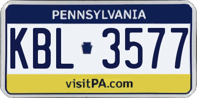 PA license plate KBL3577