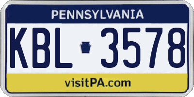 PA license plate KBL3578