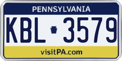 PA license plate KBL3579