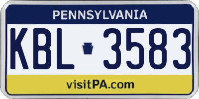 PA license plate KBL3583