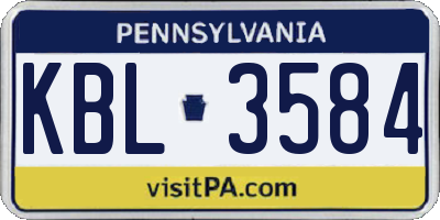 PA license plate KBL3584