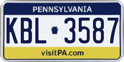 PA license plate KBL3587