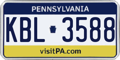 PA license plate KBL3588