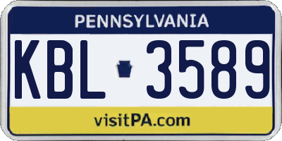 PA license plate KBL3589