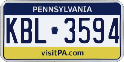 PA license plate KBL3594