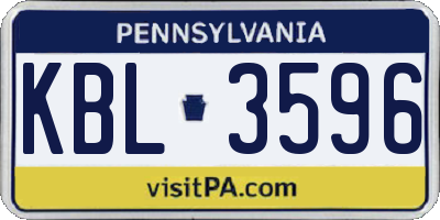 PA license plate KBL3596