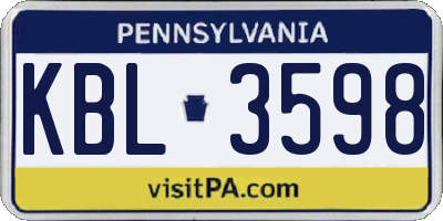 PA license plate KBL3598