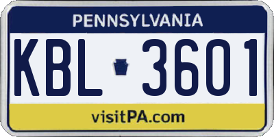 PA license plate KBL3601