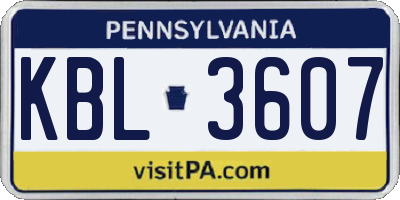 PA license plate KBL3607