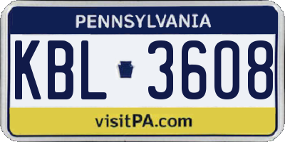 PA license plate KBL3608