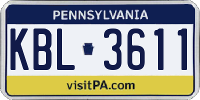 PA license plate KBL3611