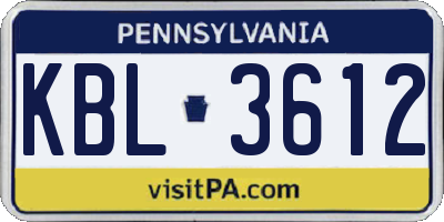 PA license plate KBL3612