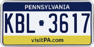 PA license plate KBL3617