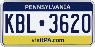 PA license plate KBL3620