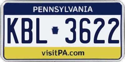 PA license plate KBL3622