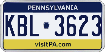 PA license plate KBL3623