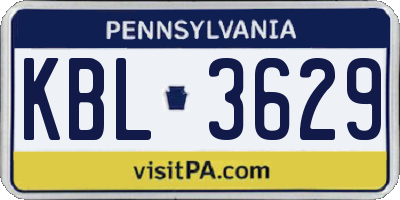 PA license plate KBL3629