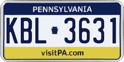 PA license plate KBL3631