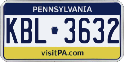 PA license plate KBL3632