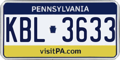 PA license plate KBL3633