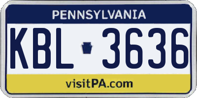 PA license plate KBL3636