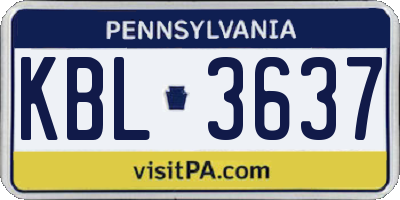 PA license plate KBL3637