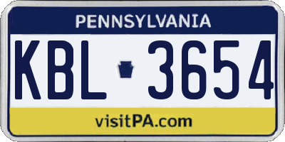 PA license plate KBL3654