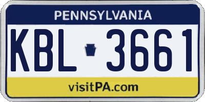 PA license plate KBL3661