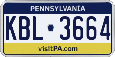 PA license plate KBL3664