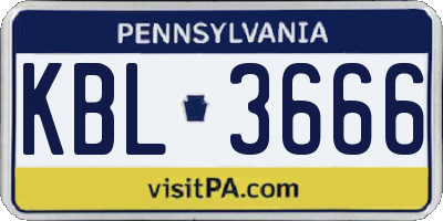 PA license plate KBL3666