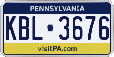 PA license plate KBL3676