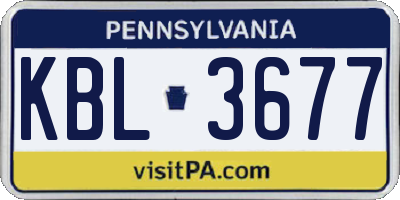 PA license plate KBL3677