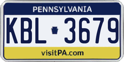 PA license plate KBL3679