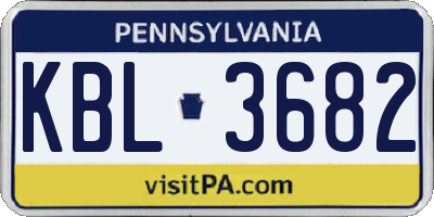 PA license plate KBL3682