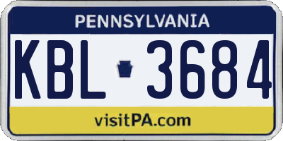 PA license plate KBL3684