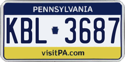 PA license plate KBL3687