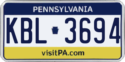 PA license plate KBL3694