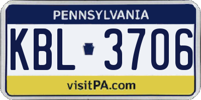 PA license plate KBL3706
