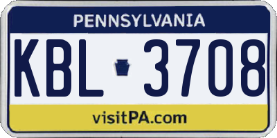 PA license plate KBL3708