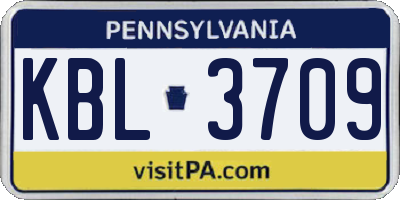 PA license plate KBL3709