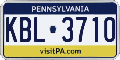 PA license plate KBL3710