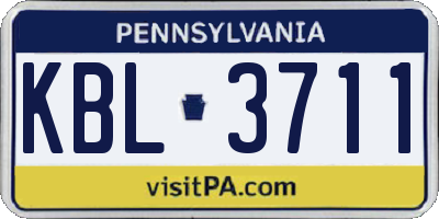 PA license plate KBL3711