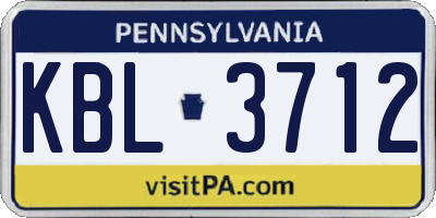 PA license plate KBL3712