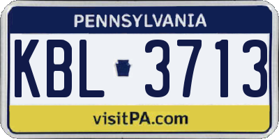 PA license plate KBL3713