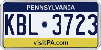 PA license plate KBL3723