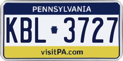 PA license plate KBL3727