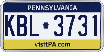 PA license plate KBL3731