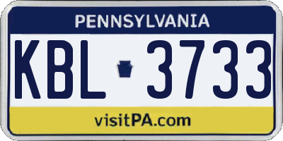 PA license plate KBL3733
