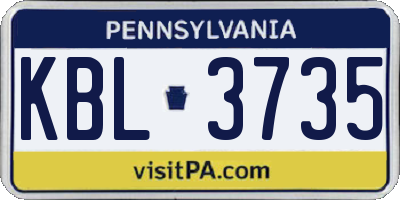 PA license plate KBL3735