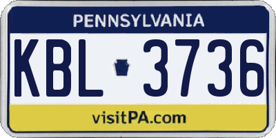 PA license plate KBL3736